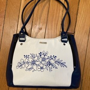 Custom embroidered bag Navy and white Handbag shoulder bag